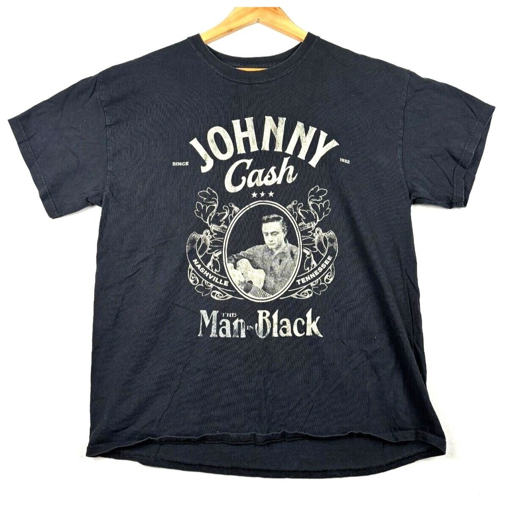 Johnny Cash Tee‎ Shirt Black Nashville Tennessee Sz Men's M Country Singer Retro